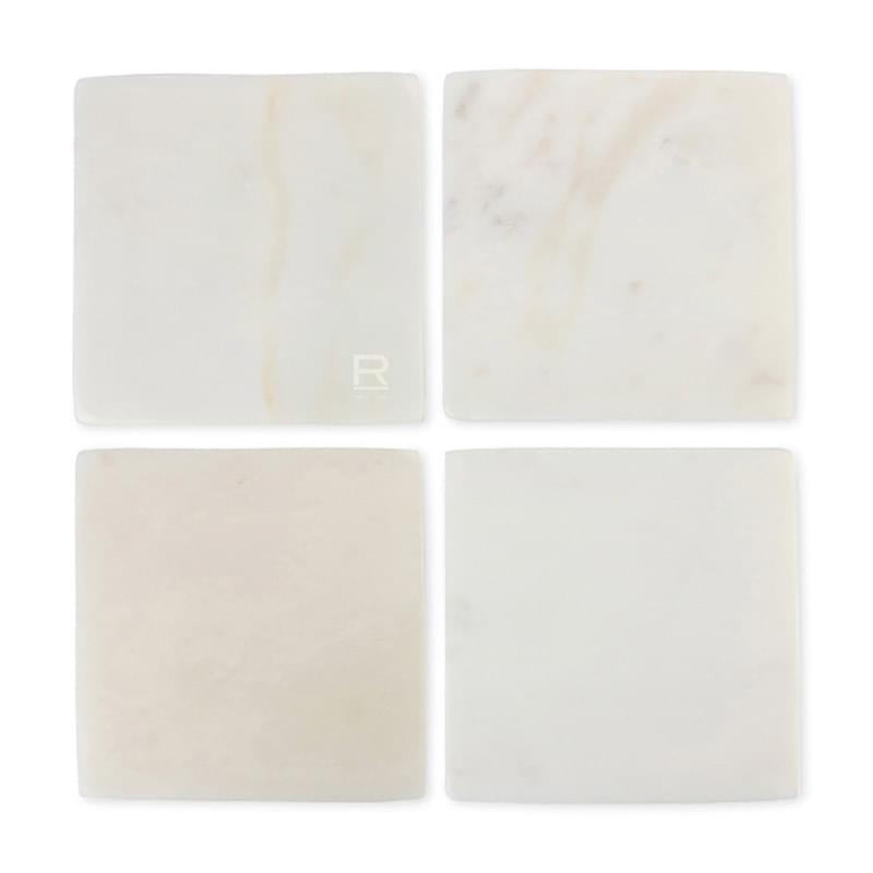 Be Home® White Marble Square Coasters Set